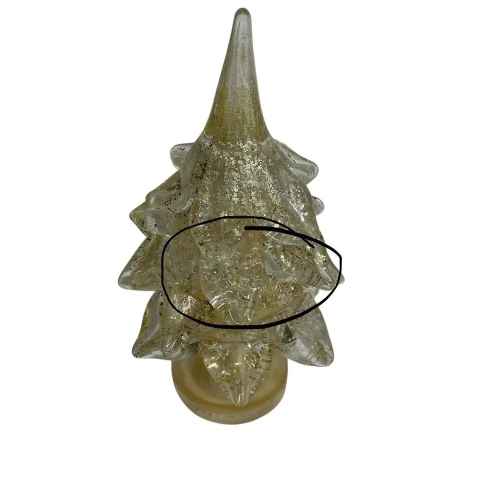 Vintage Murano Art Glass Gold Specks Christmas Tree Home Decor Sculpture 10 In.